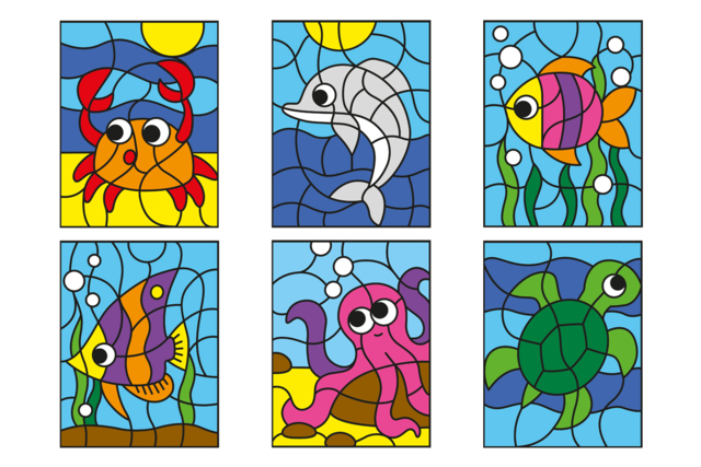 Coloring by Numbers: Choose Your Theme - 4 - Coloring Shapes and Drawings - 10doigts.com - Coloriage - 10doigts.fr
