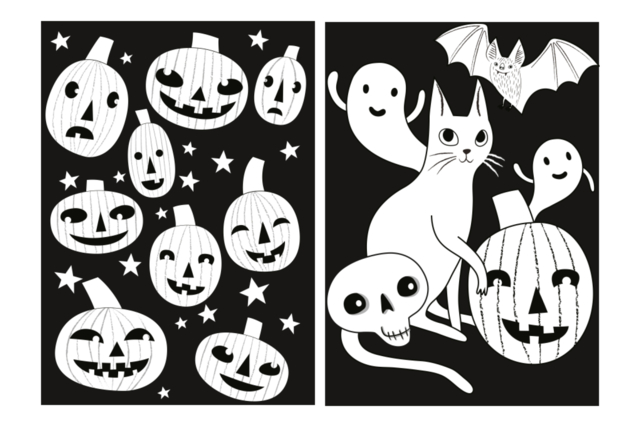 Láminas de terciopelo para colorear con calabazas – 2 unidades - Kits créatifs Halloween - 10doigts.fr