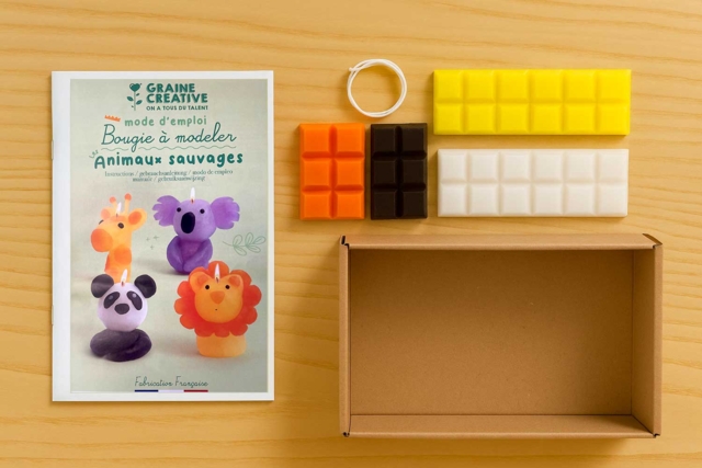 contenido Kit de velas para modelar animales salvajes - Cires pour bougies - 10doigts.fr