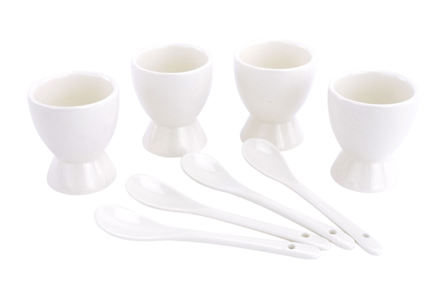 Ceramic Egg Cups and Spoons - 8 Pieces - 1 - Decorative Ceramic Supports - 10doigts.com - Supports en céramique à décorer - 10doigts.fr