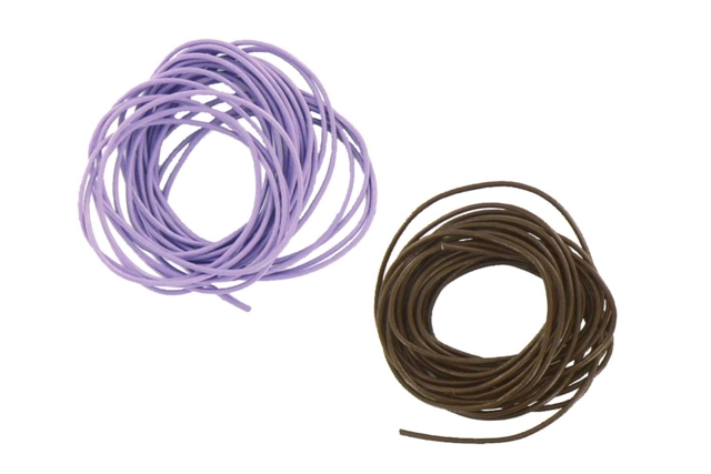 Lilac Leather Cord 1 Meter Ø 1 mm - Cordons en cuir et coton ciré - 10doigts.fr