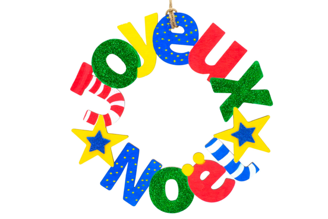 Wooden Wreath "Merry Christmas" - 2 - Christmas Wreaths - 10doigts.com - Couronnes de Noël - 10doigts.fr