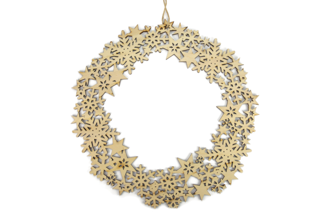 Cut-out Wooden Wreath - 1 - Christmas Wooden Objects - 10doigts.com - Décorations de Noël en bois - 10doigts.fr