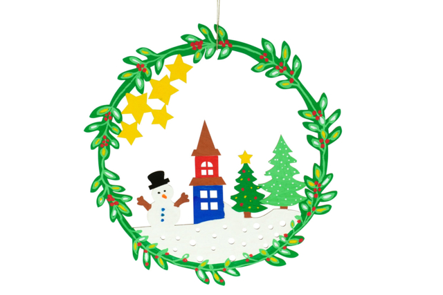 Decorative Wooden Christmas Wreath - 4 - Christmas Wreaths - 10doigts.com - Couronnes de Noël - 10doigts.fr