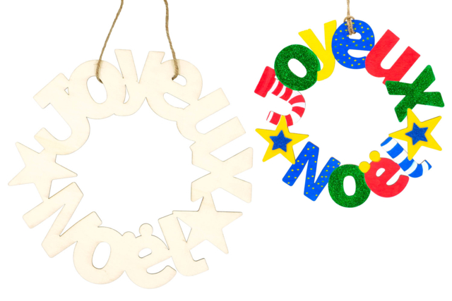Wooden Wreath "Merry Christmas" - 1 - Christmas Wreaths - 10doigts.com - Couronnes de Noël - 10doigts.fr