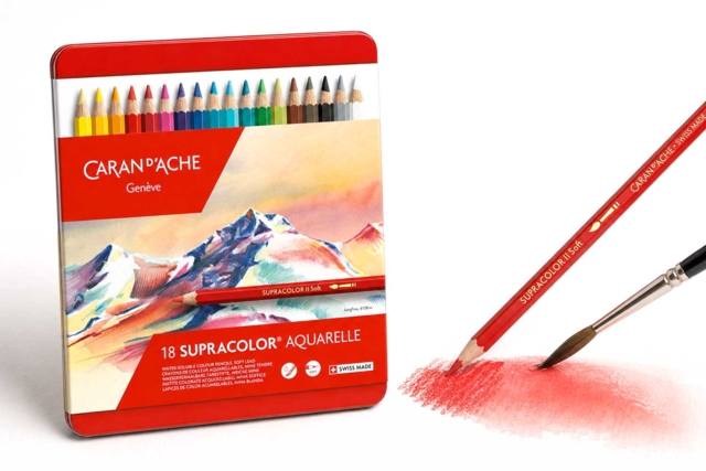 Lápices acuarelables Supracolor™ Caran d'Ache rojo - Crayons aquarelles : dessinez, mouillez, peignez - 10doigts.fr