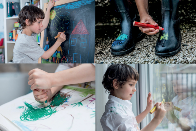 lápices para niños en todos los soportes - Crayons de couleur pour enfants : du premier gribouillage au dessin d'artiste - 10doigts.fr