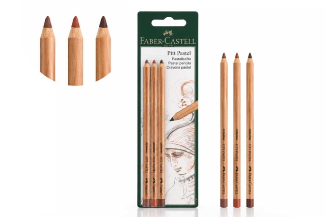 Pitt Pastel Crayons, sanguine & sepia - 3 pieces - Pastels Beaux Arts - 10doigts.fr