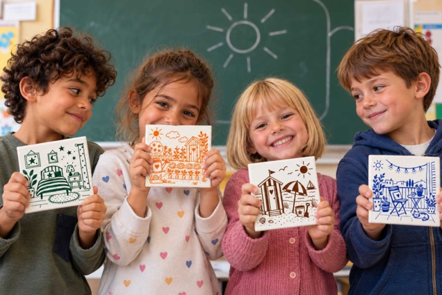 creations on ceramic tiles - Supports en céramique à décorer - 10doigts.fr