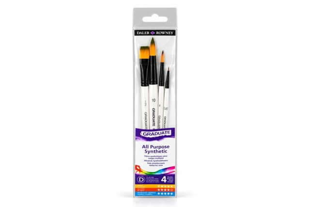 Daler-Rowney n°4 para acuarela - 4 piezas - Pinceaux et brosses pour peinture acrylique - 10doigts.fr