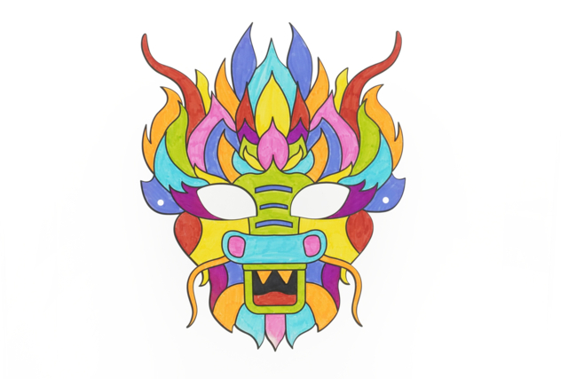 Coloring Masks Dragons - 4 Designs - 5 - Creative Masks for Kids - 10doigts.com - Masques créatifs enfants - 10doigts.fr