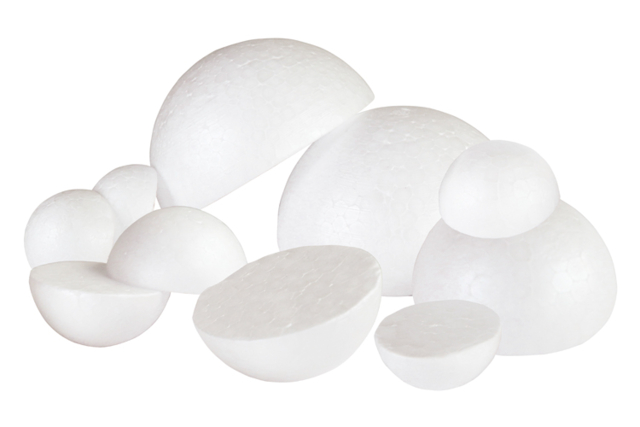 Styrofoam Half Balls - 24 Pieces - 1 - Styrofoam Balls - 10doigts.com - Boules en polystyrène - 10doigts.fr