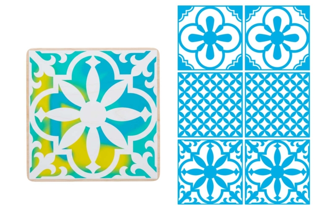 Cement Tile Stencils - 6 Stencils - 1 - Stencil Border - 10doigts.com - Pochoirs muraux : créez des frises et des décors personnalisés - 10doigts.fr