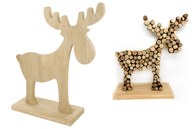 Natural wood moose - 1 - Christmas Wooden Objects - 10doigts.com - Décorations de Noël en bois - 10doigts.fr