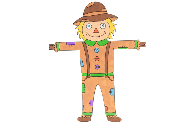 Giant Scarecrow Coloring Kit - 4 - Autumn Decorations - 10doigts.com - Décorations d'automne : supports, éléments naturels et matériel créatif - 10doigts.fr