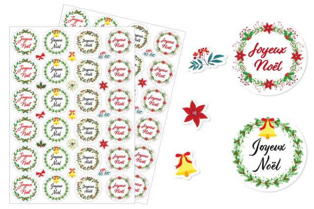 Merry Christmas Stickers - 48 pcs - 1 - Christmas Stickers and Labels - 10doigts.com - Gommettes de Noël - 10doigts.fr