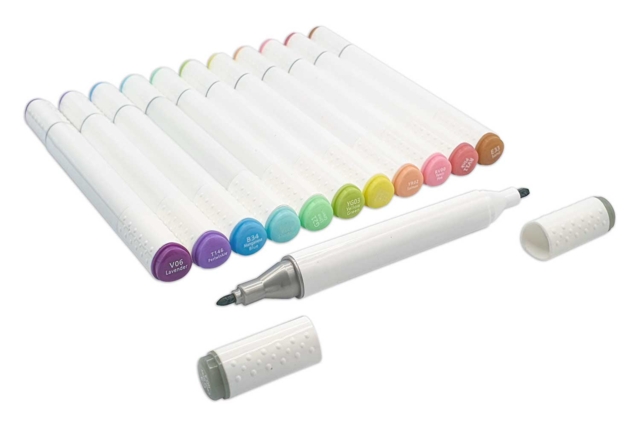 Rotuladores de alcohol, Colores pastel - 12 pcs - Feutres fantaisie : paillettes, effets magiques et couleurs métallisées - 10doigts.fr