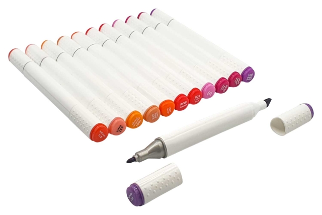 Rotuladores de alcohol, Colores tonos rosa - 12 pcs - Feutres fantaisie : paillettes, effets magiques et couleurs métallisées - 10doigts.fr