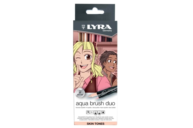 Rotuladores Aqua Brush Duo Lyra, 6 tonos retrato - Feutres pinceaux : précision et souplesse pour dessiner - 10doigts.fr