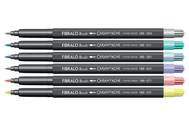 FIBRALO Brush Markers - 6 Pastel Colors - Feutres pinceaux et feutres brush : souplesse et précision pour dessiner - 10doigts.fr