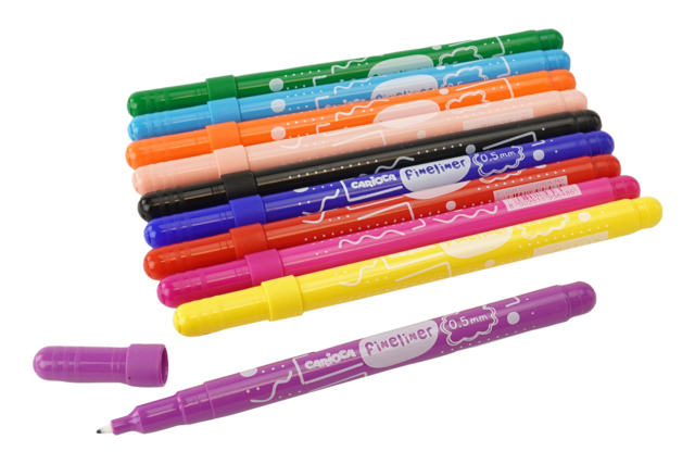 Rotuladores fineliners Carioca - 10 colores - Feutres pointes fines : la précision pour le dessin et l'écriture - 10doigts.fr