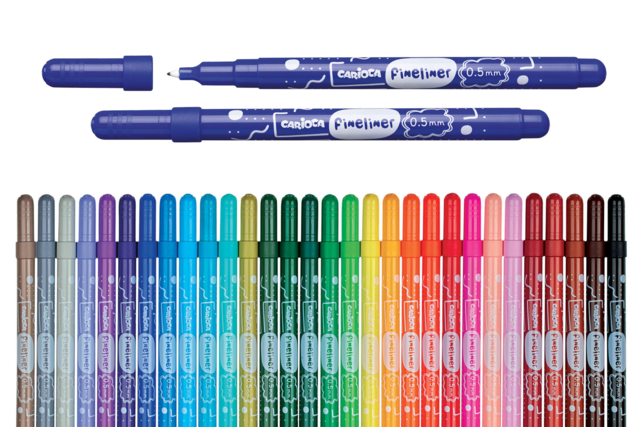 Rotuladores fineliners Carioca - 30 colores - Feutres pointes fines : la précision pour le dessin et l'écriture - 10doigts.fr