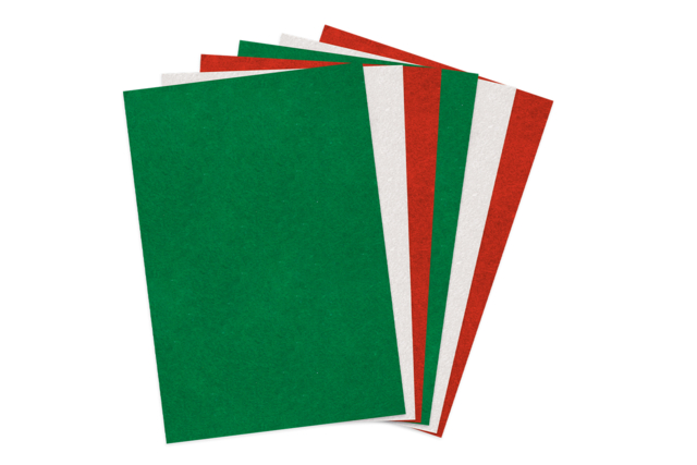 Fieltros 20 x 30 cm, 6 colores de Navidad surtidos: 2 rojos, 2 verdes, 2 blancos - Feuilles de feutrine - 10doigts.fr
