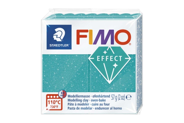 Fimo Effect Glitter - Turquoise (392) - 1 - Fimo Effect Clay - 10doigts.com - Pâtes Fimo Effect : donnez une dimension magique à vos modelages - 10doigts.fr