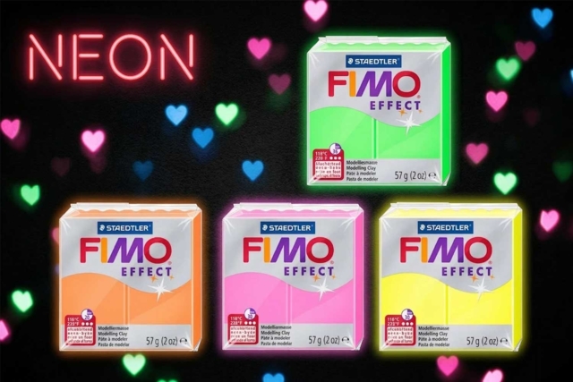 Fimo Pasta, Neon Colors - 2 - Fimo Effect Clay - 10doigts.com - Pâtes Fimo Effect : donnez une dimension magique à vos modelages - 10doigts.fr