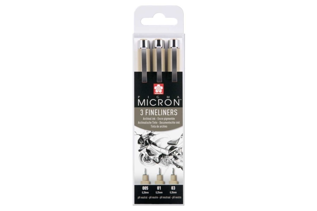 Rotuladores fineliners negros, grandes - 3 piezas - Feutres calibrés et fineliners pour le dessin de précision - 10doigts.fr