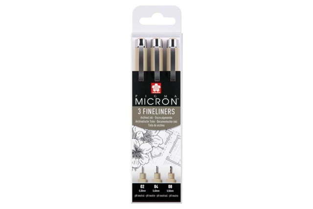Rotuladores fineliners negros, médium - 3 piezas - Feutres calibrés et fineliners pour le dessin de précision - 10doigts.fr