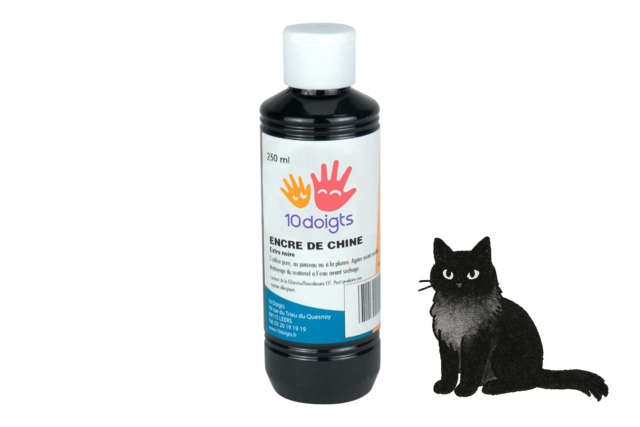 frasco 250 ml tinta china - Encres liquides : la pureté de la couleur pour vos dessins - 10doigts.fr