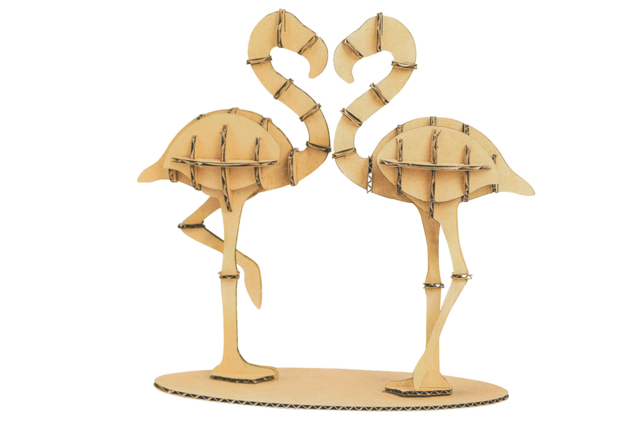 Pink Flamingos Cardboard to Assemble - 1 - Cardboard Models - 10doigts.com - Maquettes en carton - 10doigts.fr