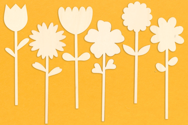 Assorted Wooden Flowers - 6 Pieces - 1 - Wooden Shapes - 10doigts.com - Formes en bois à décorer - 10doigts.fr