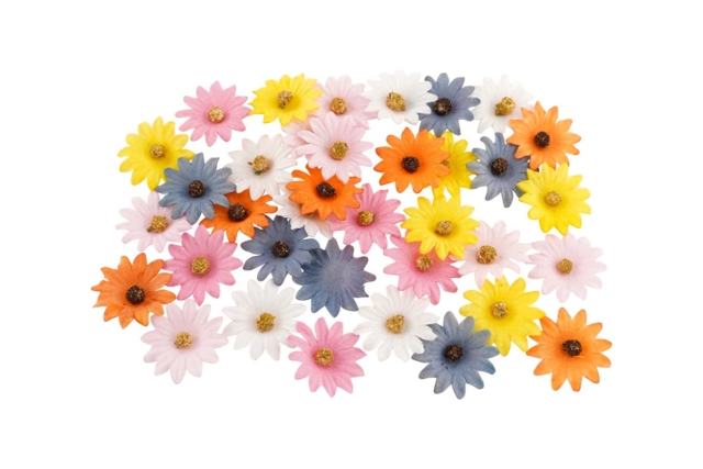 Flores de tela - 36 unidades - Décorations fleurs et feuilles : ajoutez une touche de nature à toutes vos créations - 10doigts.fr