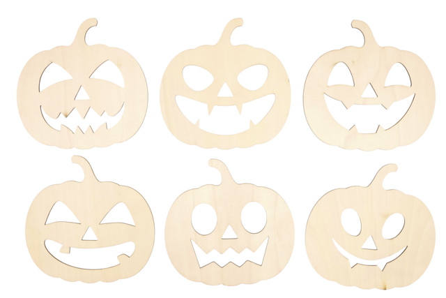 Forma Calabaza Madera Otoño Halloween - Supports d'Halloween à décorer - 10doigts.fr