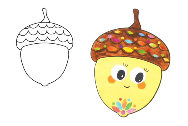 forma de bellota para colorear - Supports en papier - 10doigts.fr