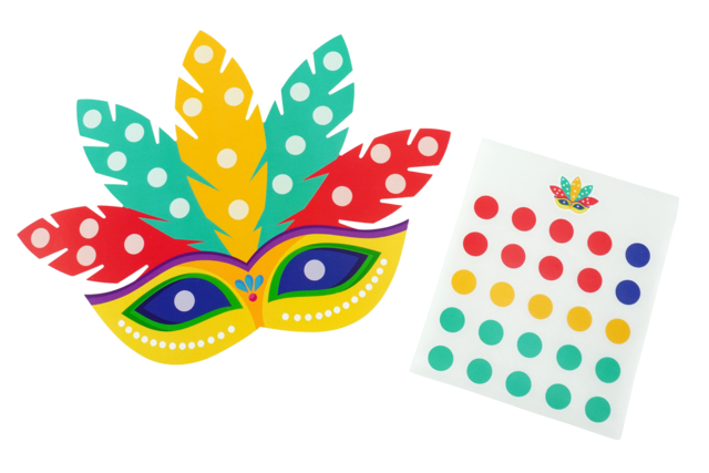 Formas Carnaval + gomets - máscaras - Kits créatifs Carnaval - Activités manuelles et de bricolage pour Carnaval - 10doigts.fr