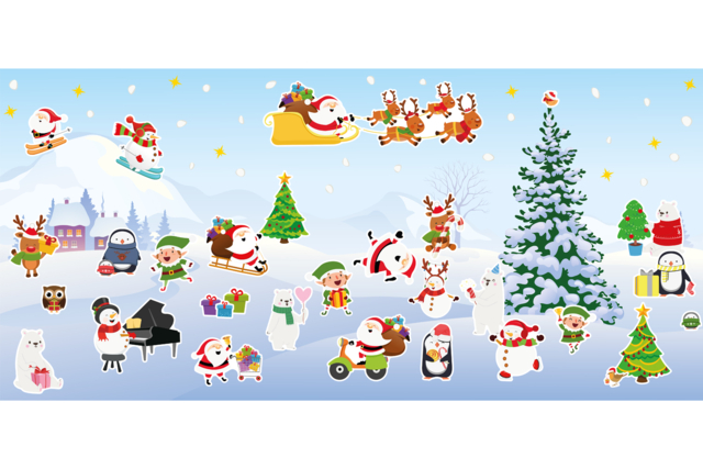 Kit mural de Navidad con pegatinas - Gommettes de Noël - 10doigts.fr