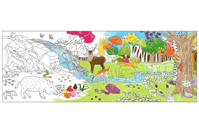 Giant Coloring Mural - The Forest - 2 - Coloring Shapes and Drawings - 10doigts.com - Coloriage - 10doigts.fr