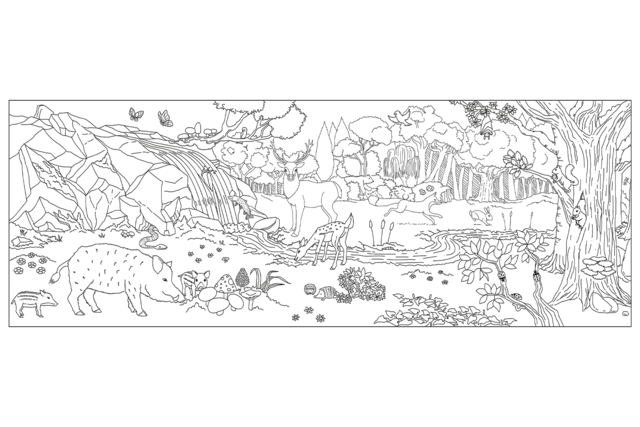 Giant Coloring Mural - The Forest - 3 - Coloring Shapes and Drawings - 10doigts.com - Coloriage - 10doigts.fr