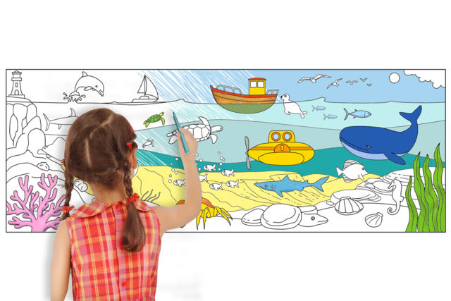 Giant Coloring Mural - The Sea - 1 - Coloring Shapes and Drawings - 10doigts.com - Coloriage - 10doigts.fr