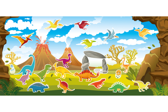 Dinosaur Stickers + Jurassic Mural - 4 - Story Stickers and Decorations - 10doigts.com - Gommettes Histoires et décors - 10doigts.fr