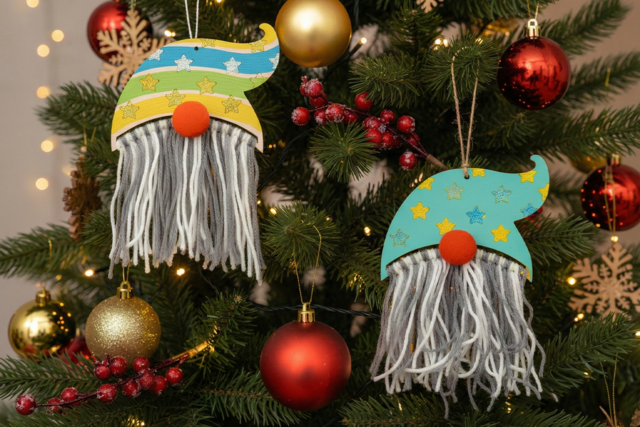 Kit para crear adornos de Navidad de gnomos - Décorations de Noël en bois - 10doigts.fr