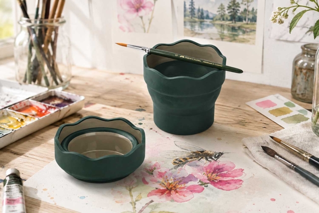 Vaso de agua plegable Clic & Go, Faber-Castell - Palettes & accessoires - 10doigts.fr
