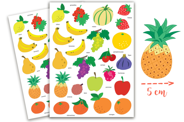 Fruit Stickers - 46 pcs - 1 - Flower, Fruit, and Vegetable Stickers - 10doigts.com - Gommettes Fleurs, Fruits et Légumes - 10doigts.fr