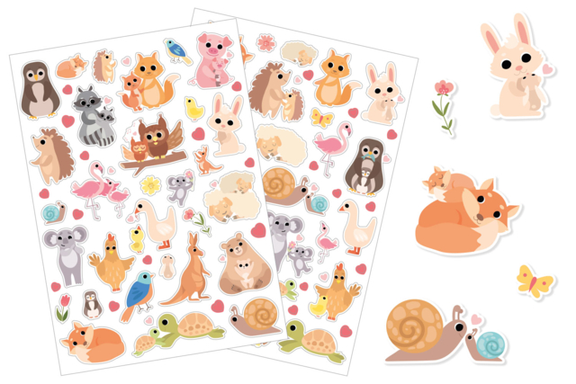 Animal Stickers and Their Babies - 66 pcs - 1 - Animal Stickers - 10doigts.com - Des gommettes animaux pour créer et apprendre dès la maternelle - 10doigts.fr
