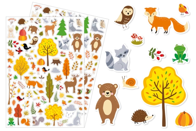 Autumn Stickers - 160 pcs - 1 - Animal Stickers - 10doigts.com - Des gommettes animaux pour créer et apprendre dès la maternelle - 10doigts.fr