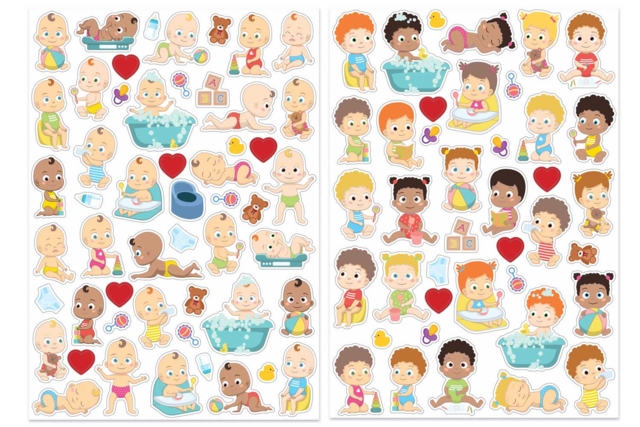 Gomets "Bebés" - (2 planchas) - 1 set (2 planchas) - Gommettes Bébé : nos supports s'amuser à coller des images dès le 1er âge - 10doigts.fr