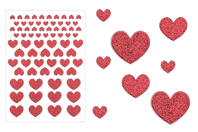 Glitter Heart Stickers - 72 pcs - 2 - Heart Stickers - 10doigts.com - Gommettes cœur : des cœurs adhésifs pour vos activités créatives - 10doigts.fr